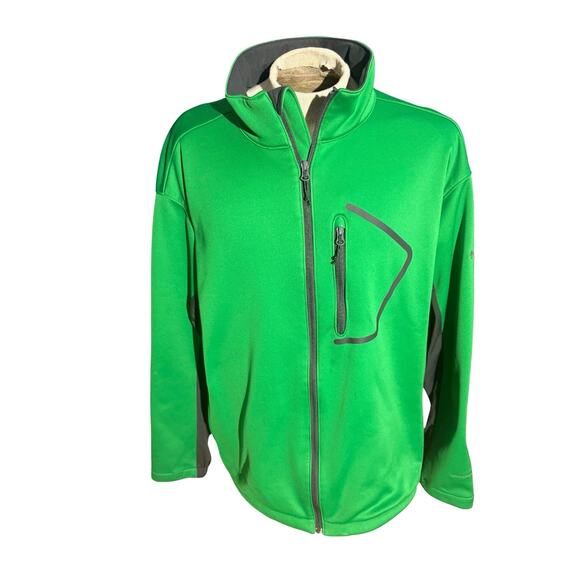 Columbia Men’s XXL Green Softshell Jacket WM6358 Fleece Lined Wind Resistant - Picture 1 of 6
